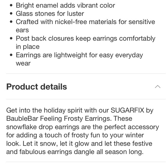 SUGARFIX BaubleBar Feeling Frosty
Earrings - Snowflake Winter Christmas Gold NWT - Picture 3 of 6